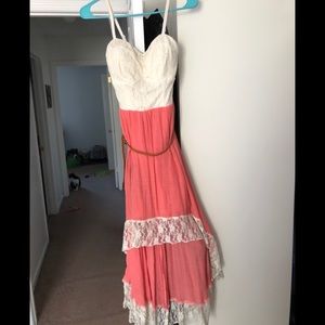 High low pink and cream dress